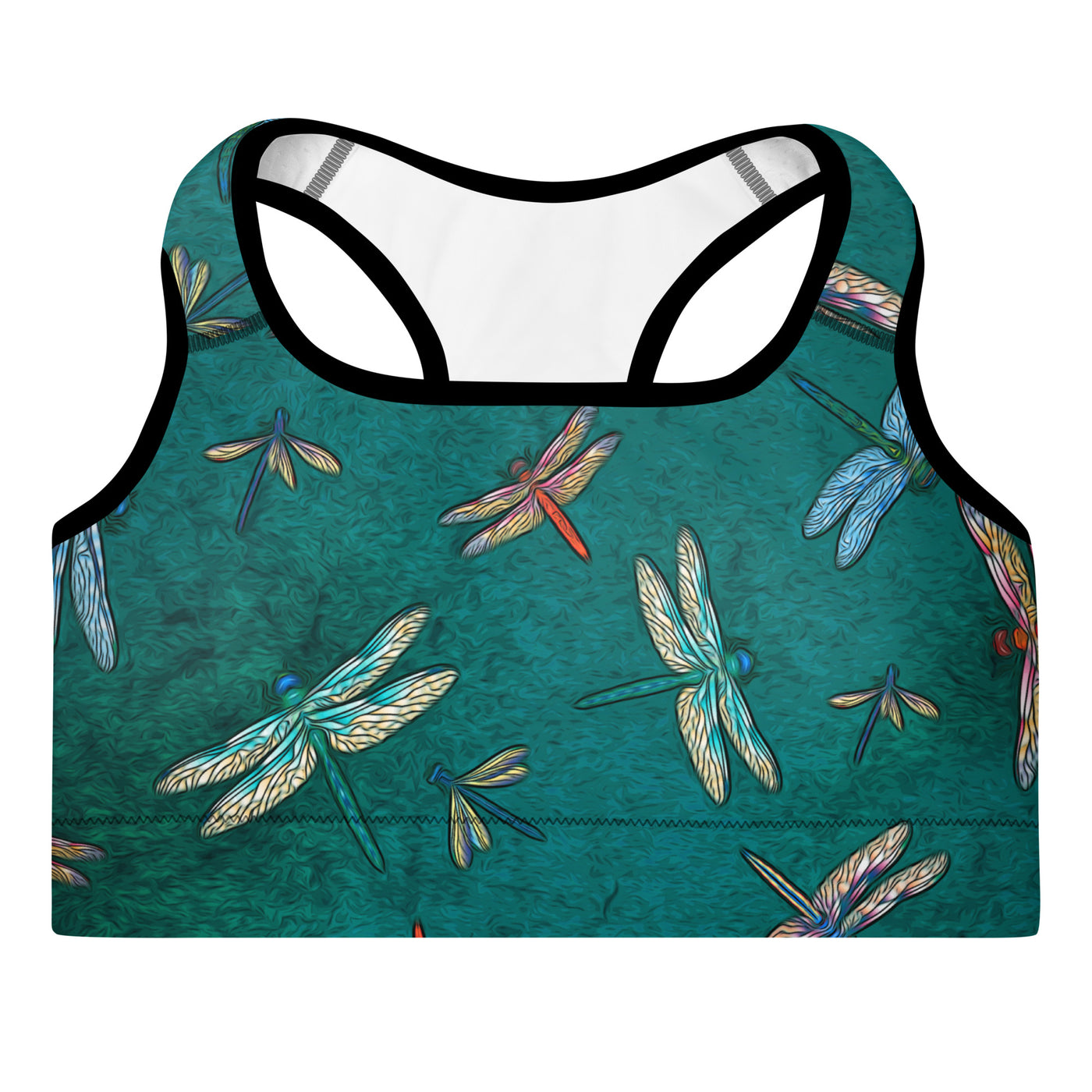 Dragonflies - Teal - Padded Sports Bra