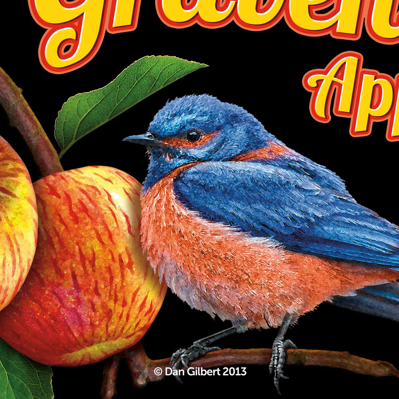 Limited Edition Giclée - Original Crate Label - Gravenstein Apple Fair 2013 (Bluebird) - by Dan Gilbert