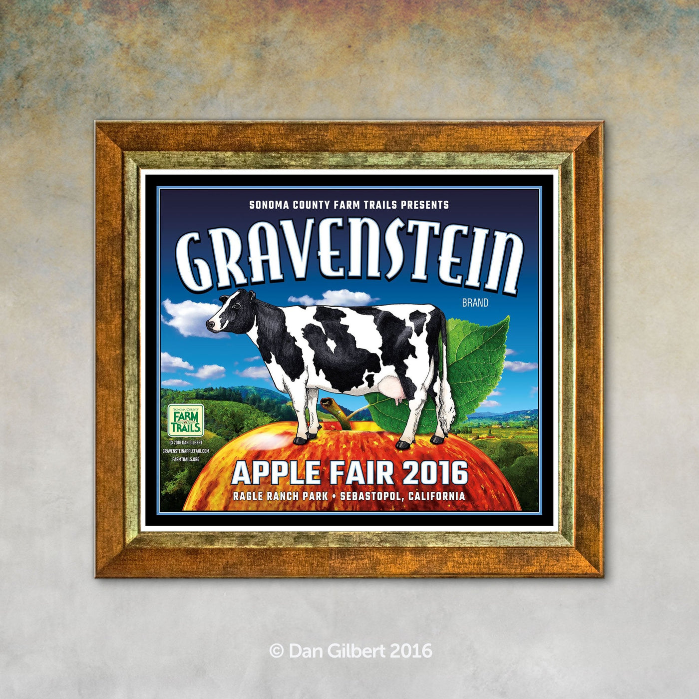 Limited Edition Giclée - Original Crate Label - Gravenstein Apple Fair 2016 (Cow) - by Dan Gilbert