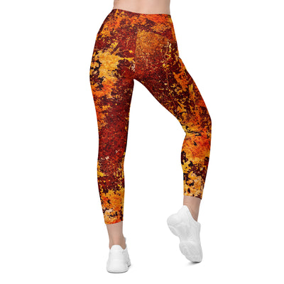 Rust - Crossover leggings with pockets