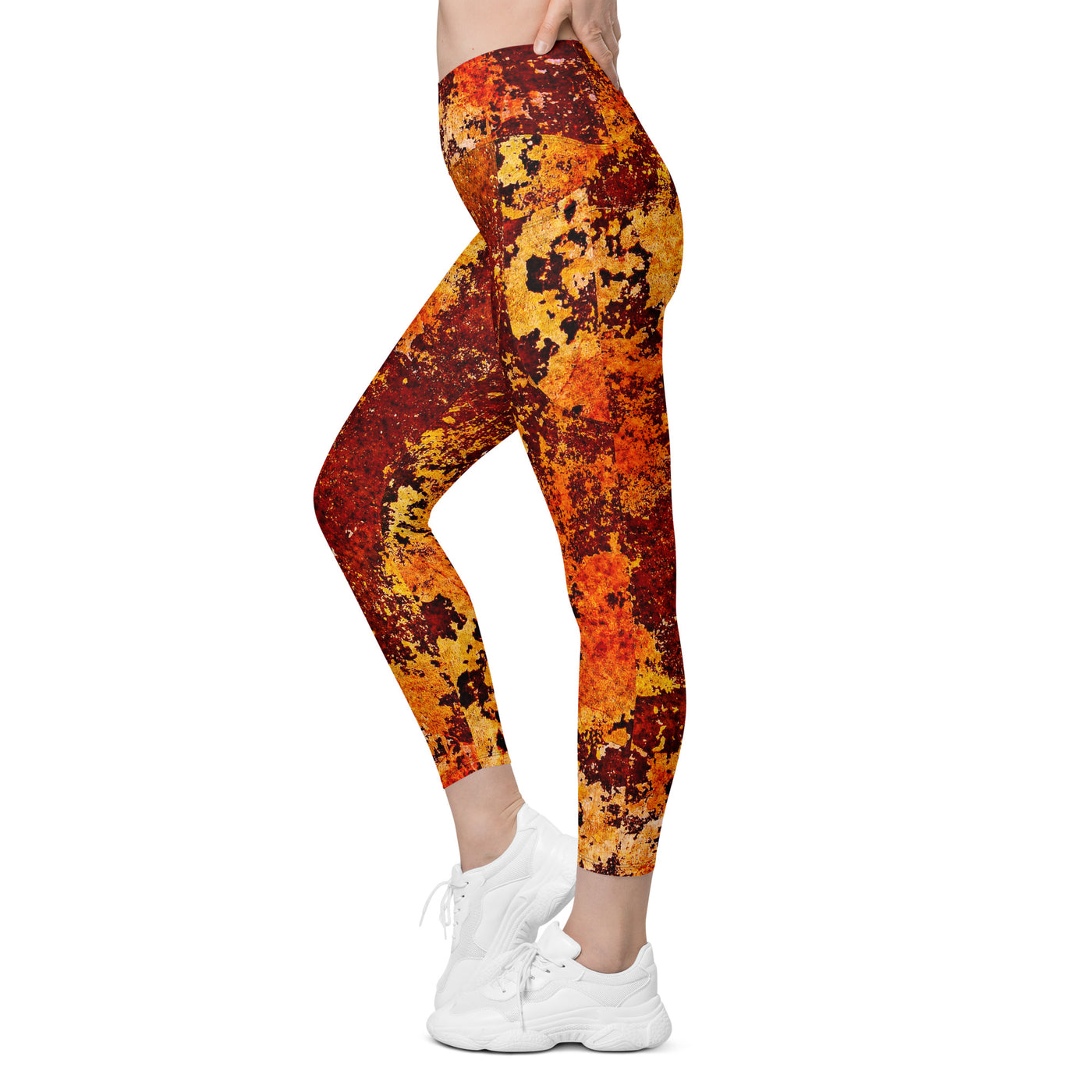 Rust - Crossover leggings with pockets