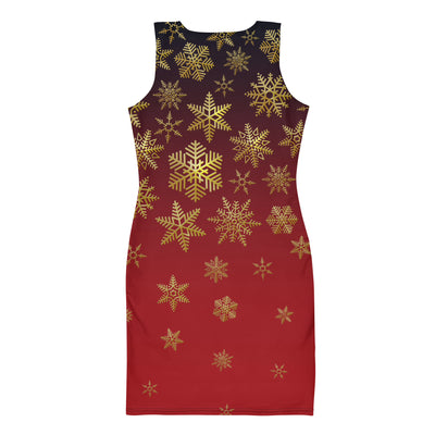 Snowflakes Red - Women's Form Fitted Dress