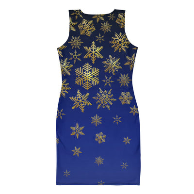 Snowflakes Blue - Women's Form Fitting Dress