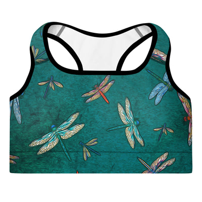 Dragonflies - Teal - Padded Sports Bra