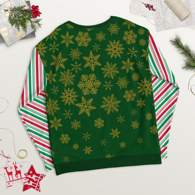 Retro Santa on Green & Candy Cane Sweatshirt