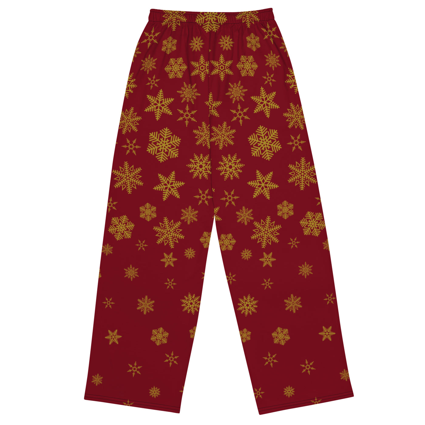 Snowflakes on Red -  Wide Leg Lounge Pants