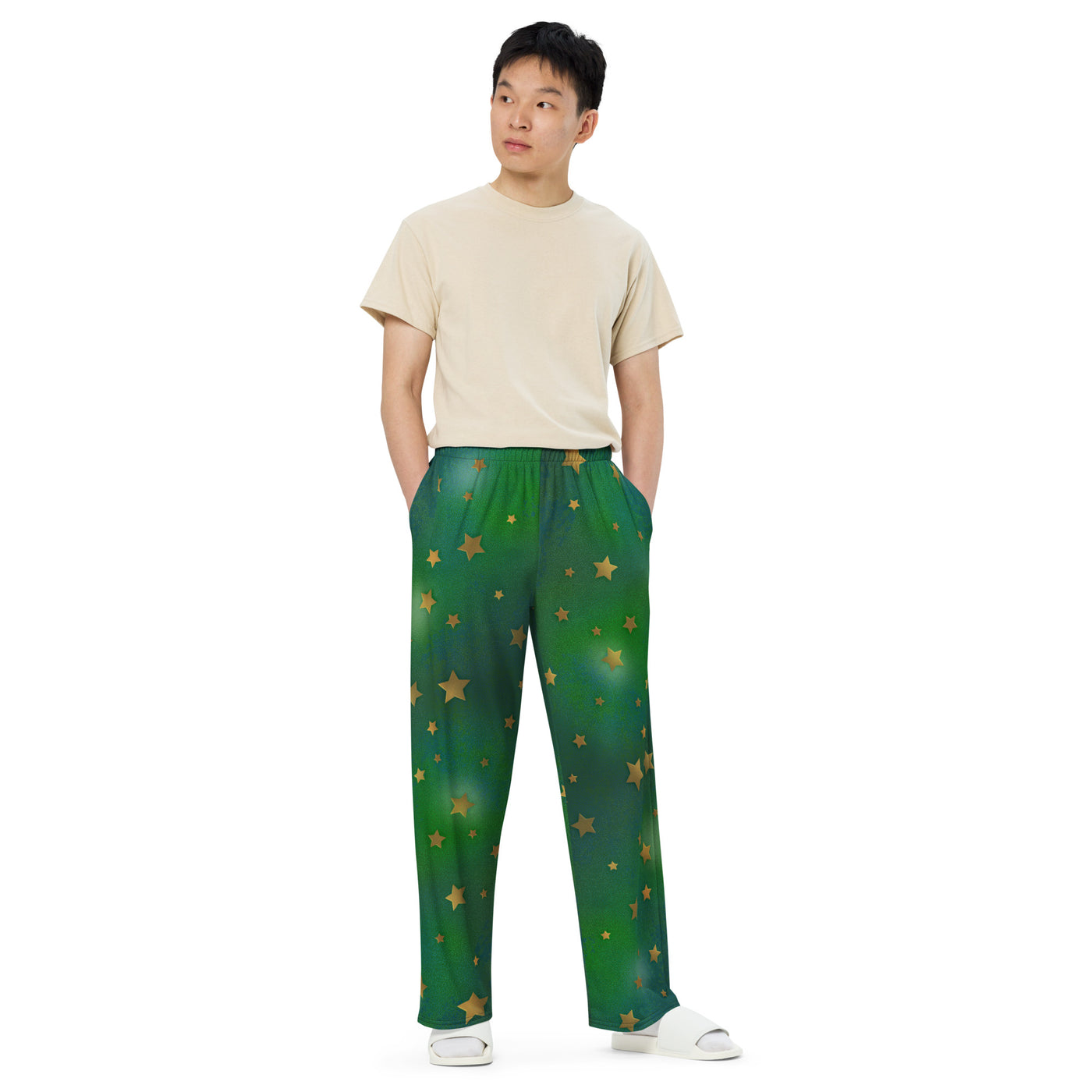 Stars on Green - Wide Leg Lounge Pants