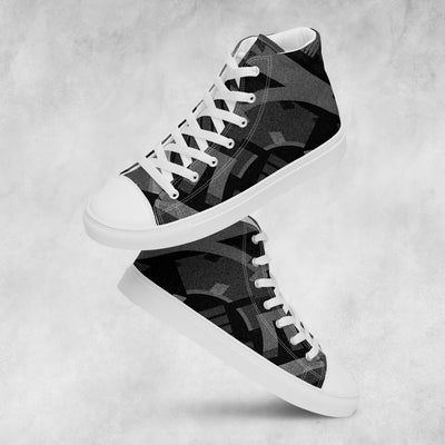 TechAbstract 1 Black & White - Men's High Top Canvas Shoes