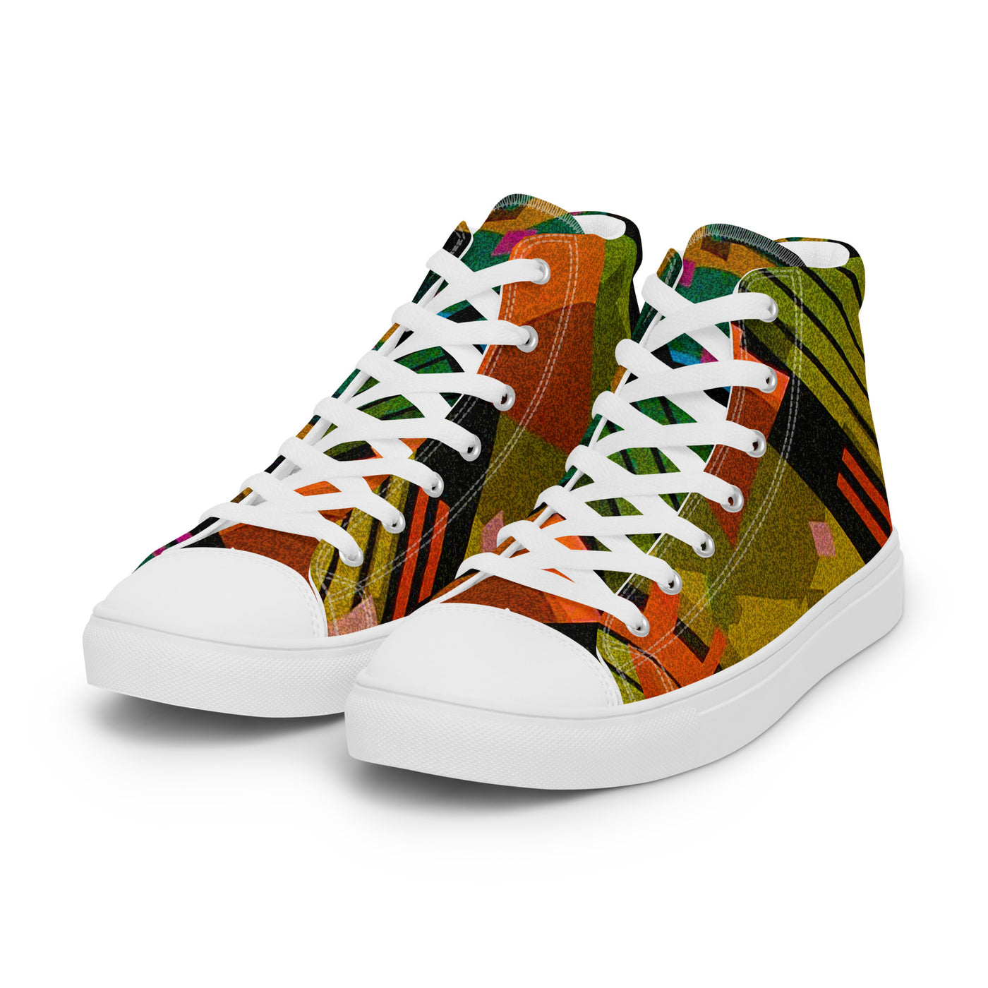 TechAbstract 1 color - Men's High Top Canvas Shoes