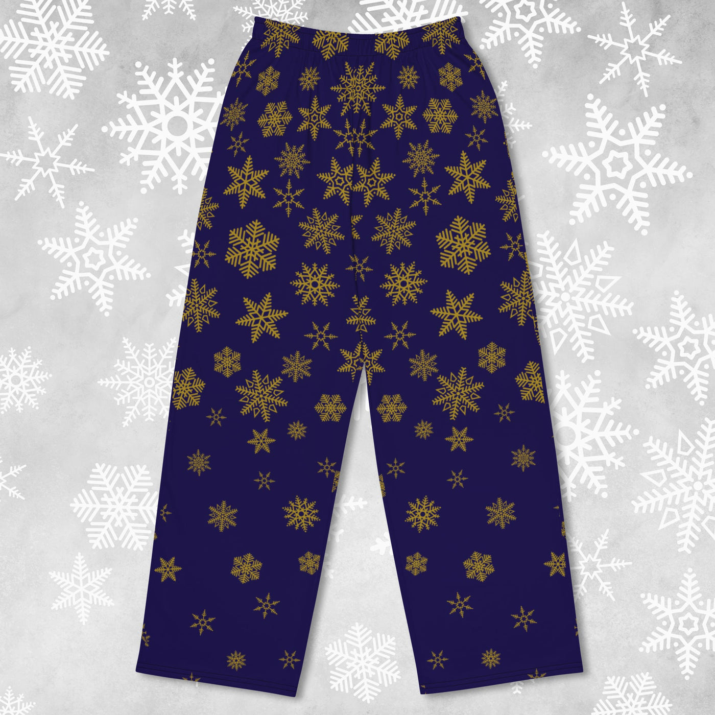 Snowflakes on Blue - Wide Leg Lounge Pants