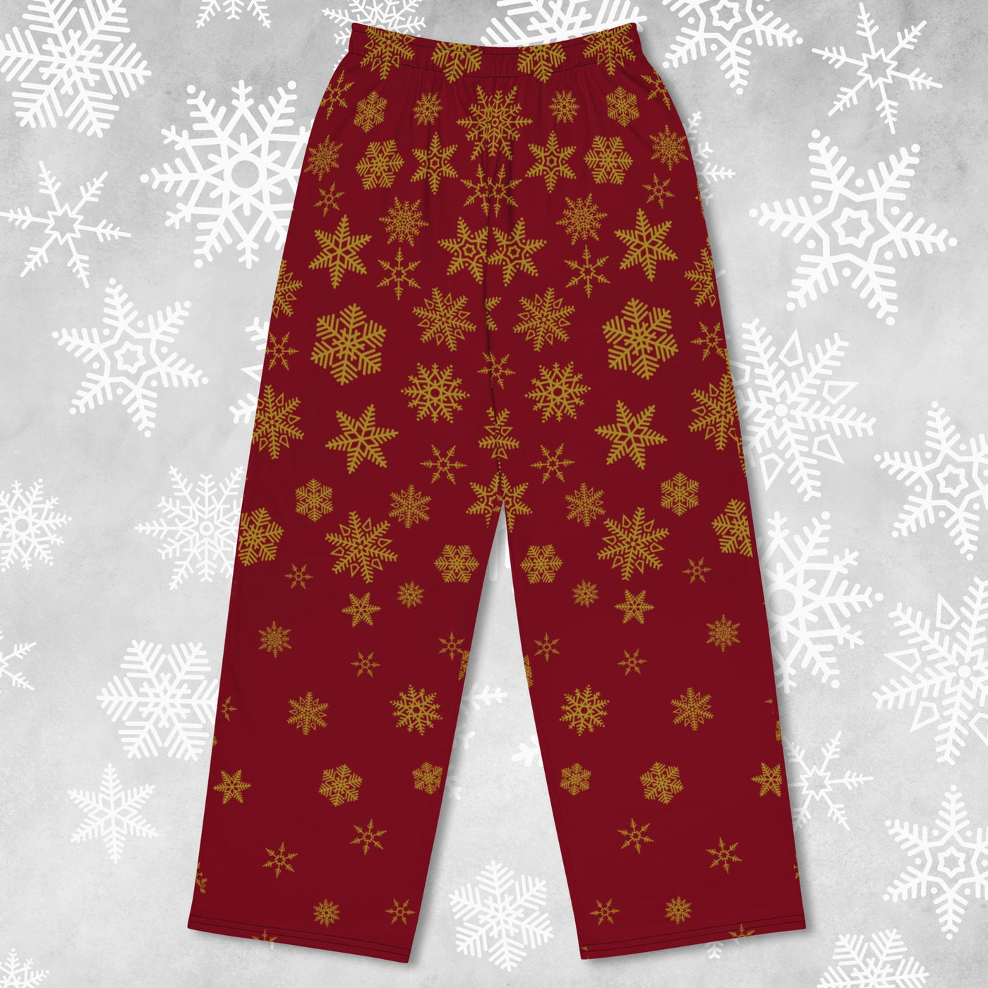 Snowflakes on Red -  Wide Leg Lounge Pants