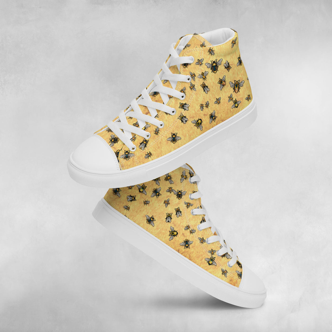 Bees on Yellow - Women's High Top Canvas Shoes