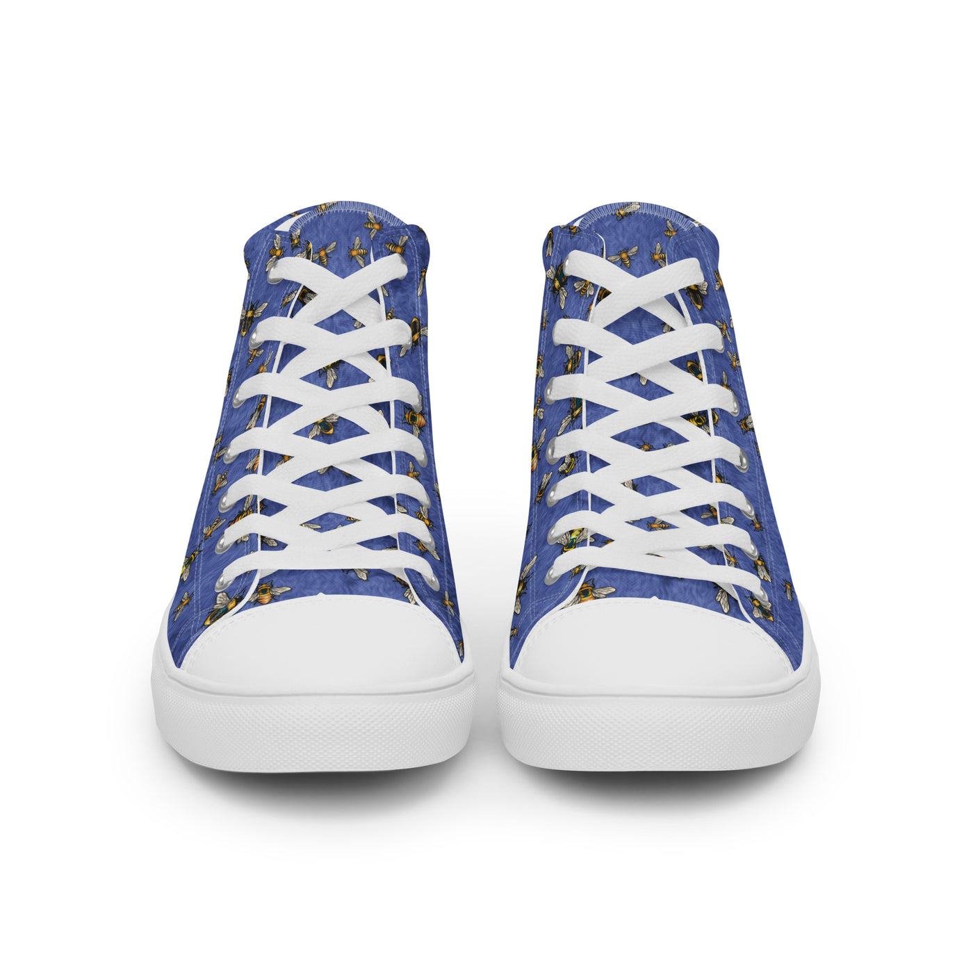 Bees on Blue - Women's High Top Canvas Shoes
