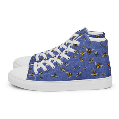 Bees on Blue - Women's High Top Canvas Shoes