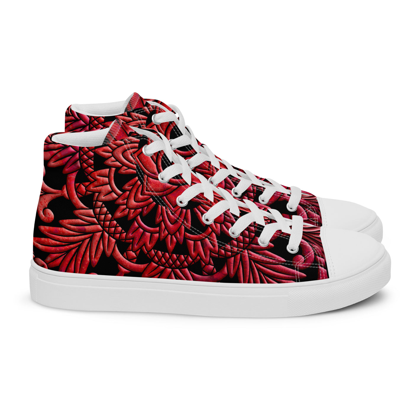 Mandala Red - Women's High Top Canvas Shoes