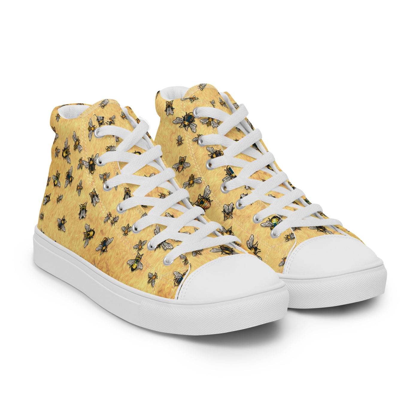 Bees on Yellow - Women's High Top Canvas Shoes